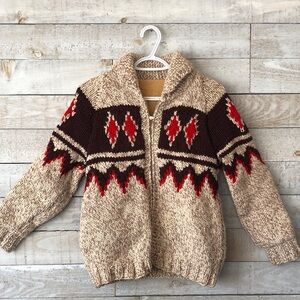 Hand knit genuine wool sweater lined